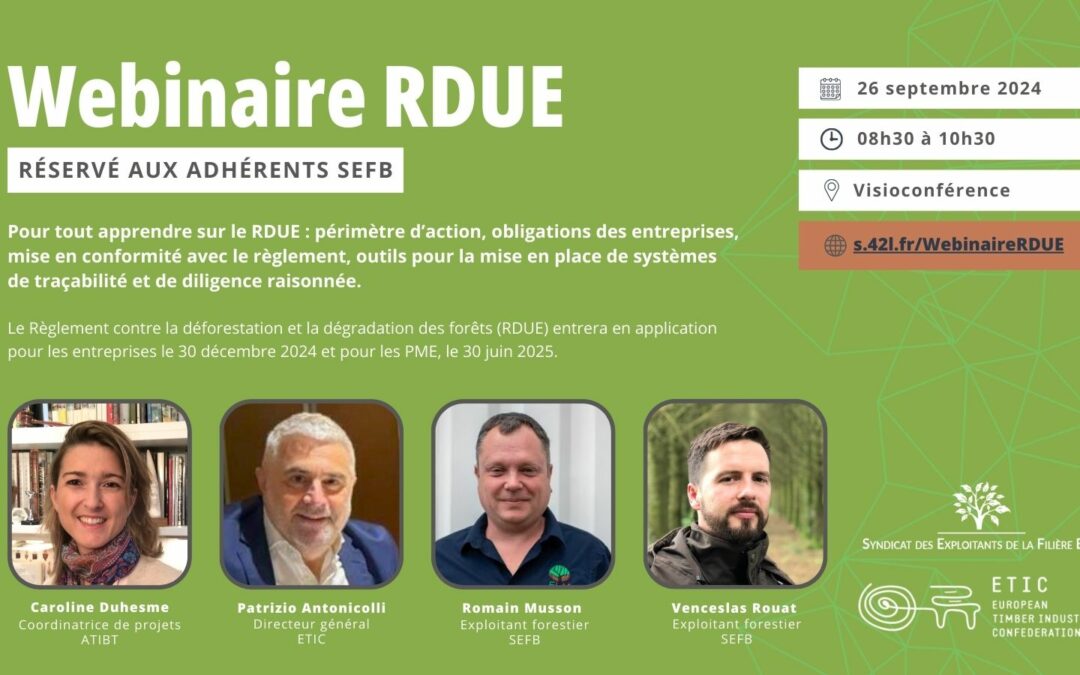 RDUE : tout comprendre avant son application – Webinaire européen du SEFB et d’ETIC le 26 septembre 2024